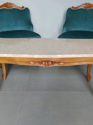 Louis Quinze Walnut Seating Set like new with covers and piping
