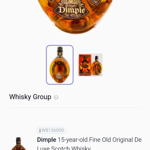 Dimple Fine Old Original 15 Years Old Deluxe Scotch Whisky 700 ml 1990
