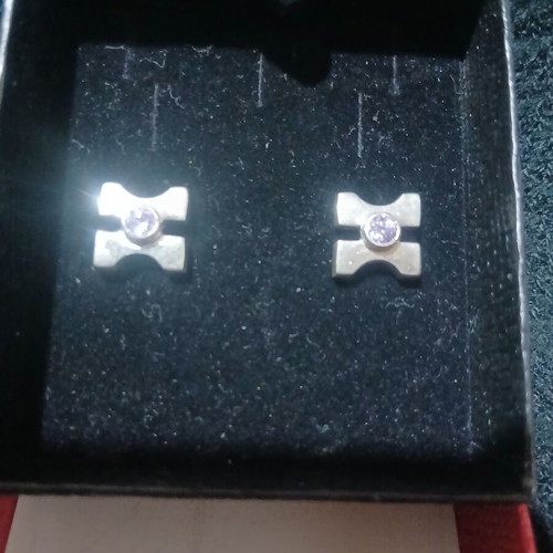 Silver earrings new, purple 1.1×1.1 cm
