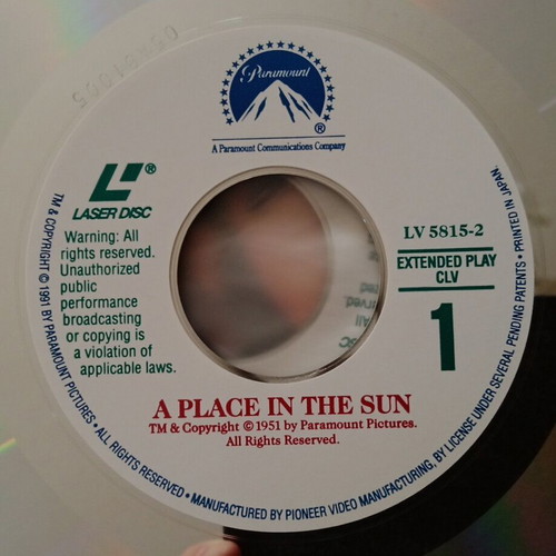 A Place in the Sun LaserDisc like new, drama