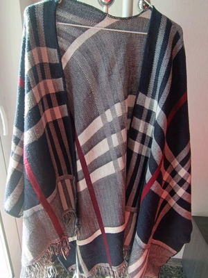 Dark blue checkered vest coat like new