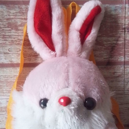 Children's velvet bunny backpack used