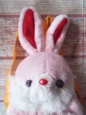 Children's velvet bunny backpack used