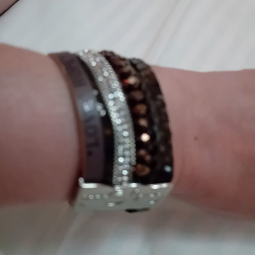Bracelet with leather, metal, and beads, new, GC Accessories