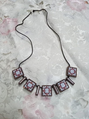 Ethnic handmade clay necklace with enamel, 2004, new