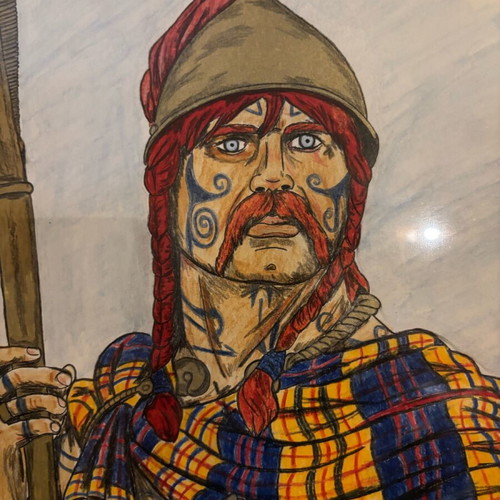 Painting Celtic Chieftain new with watercolor pencils and markers