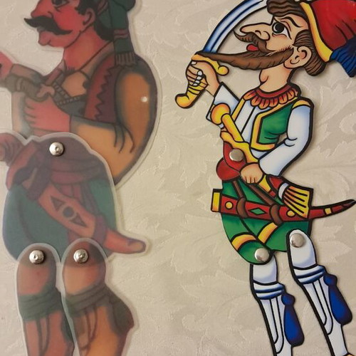 9 Karagiozis shadow theatre plastic figures
