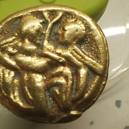 Collectible coin-ring used, replica of ancient Thasos coin