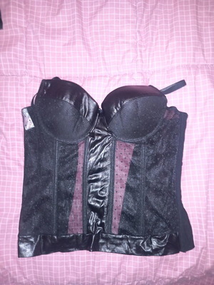 Corset narrow with transparency and leather new, size M