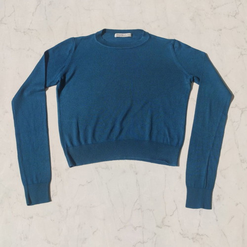 Bershka long-sleeve blouse used, petrol, size S