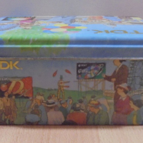 TDK old metal audio cassette storage box used