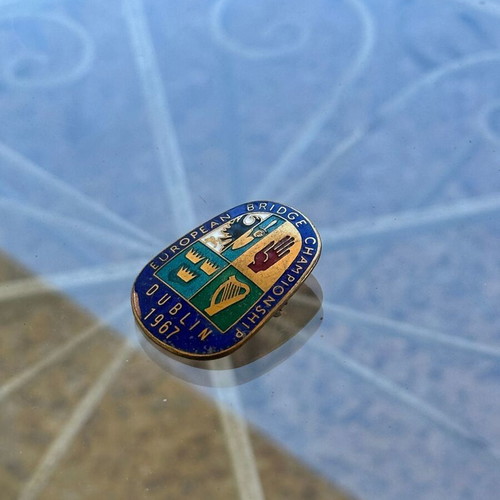 Vintage European Bridge Championship Dublin 1967 enamel pin used