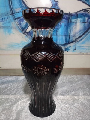Bohemian Crystal Vase with Ruby Color like new