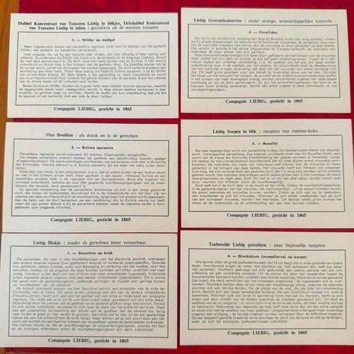 Liebig Complete Set of 6 Chromolithograph Cards on Parasite Degeneration Phenomena 1954