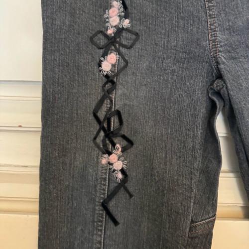 Blumarine denim pants like new, stone wash black with embroidery