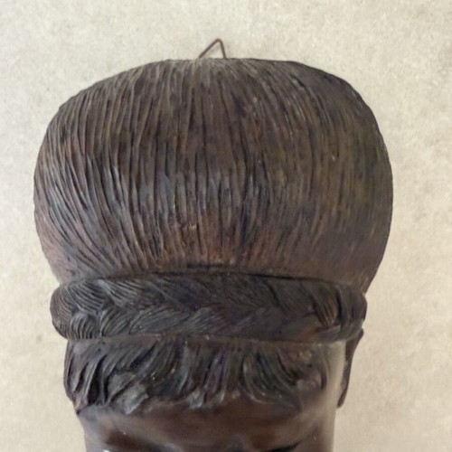 Asian vintage wooden carved mask used, handmade