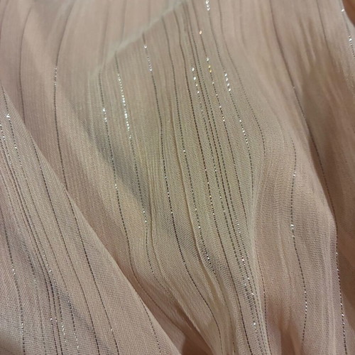 Blouse with unique cut new in pink nude with silver shine