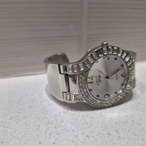 Tina Quartz Japan wristwatch used, stainless steel, silver