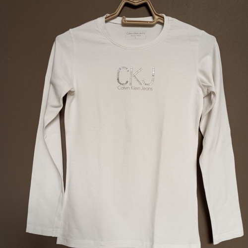 Unisex white long-sleeve shirt like new, round neck