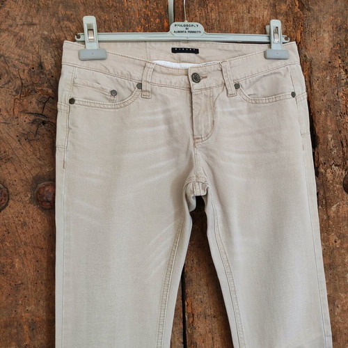 Sisley denim skinny beige jeans used, size 27 Y2K style