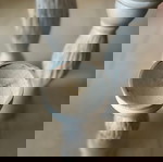  Σετ τρία λευκά επιδαπέδια ξύλινα κηροπήγια