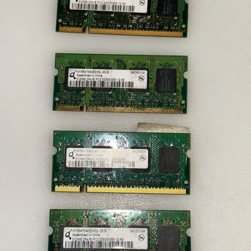 Hynix 4x 512MB DDR2 SO‑DIMM PC2‑4200S used, total 2GB