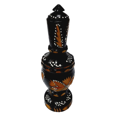 Old carved wooden bottle, hand-painted, decorative, 26×8×8 cm