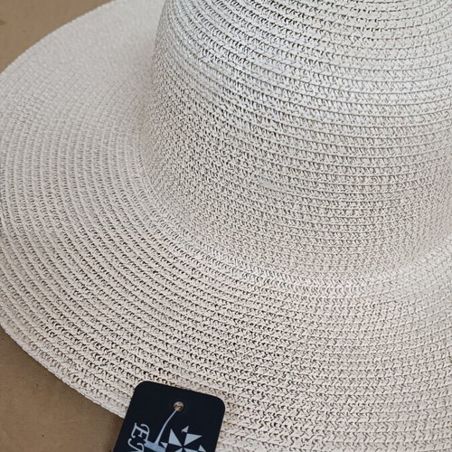 Straw hat new, beige, women's large brim