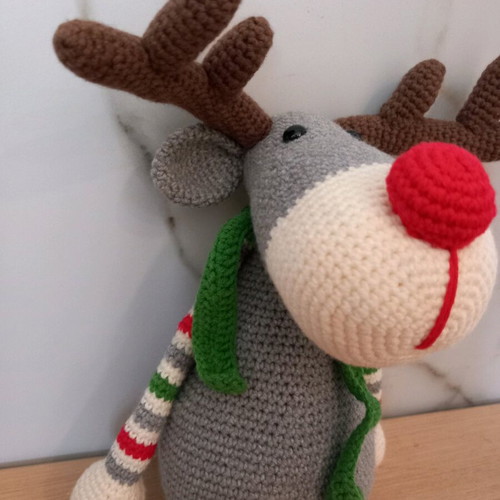Handmade knitted reindeer doll new 45cm, cotton yarn
