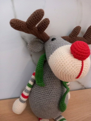 Handmade knitted reindeer doll new 45cm, cotton yarn