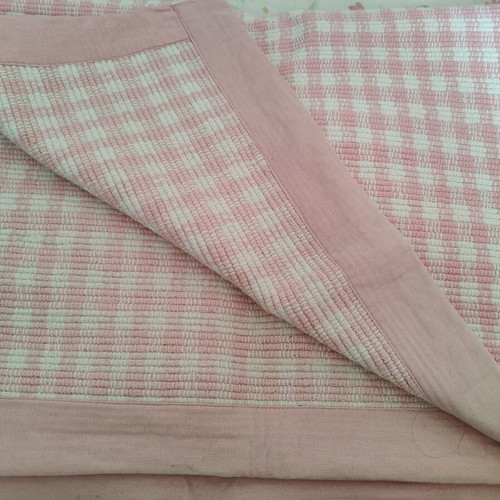 Cotton rug used pink/white reversible 179×112cm
