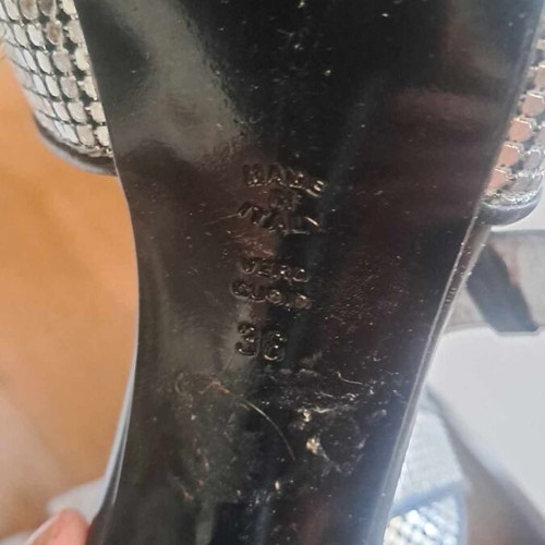 G. FERRE high-heeled sandals black with silver details like new, size 36