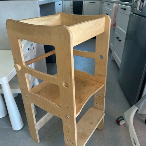 Montessori Learning Tower used, natural wood adjustable height