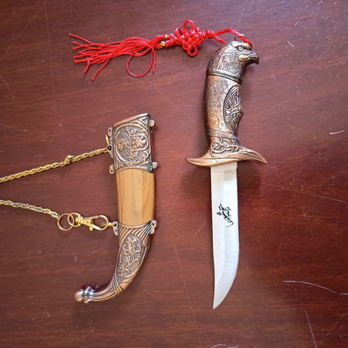 Mongolian horse head decorative dagger with stainless steel blade