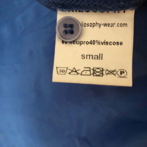 Philosophy set satin shirt and pants used, blue, sizes S/M and M
