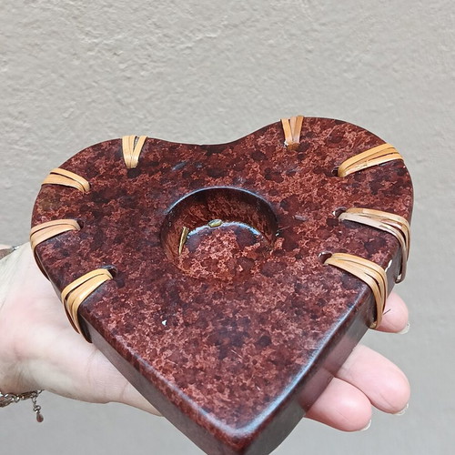 Heart Candle Holder Vintage Ceramic collectible used