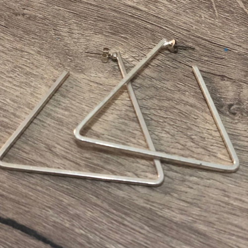 Silver 925 triangle earrings large in excellent condition