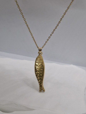 Steel fish necklace new, gold color, hypoallergenic