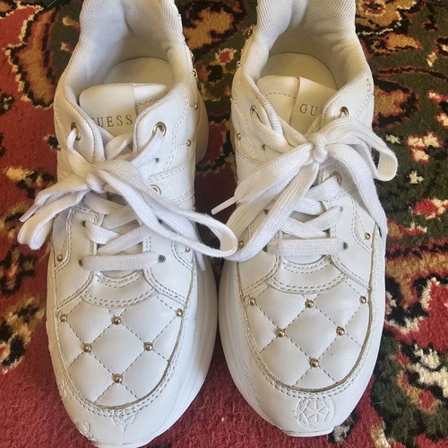 Guess Jency women's chunky sneakers white with gold details like new