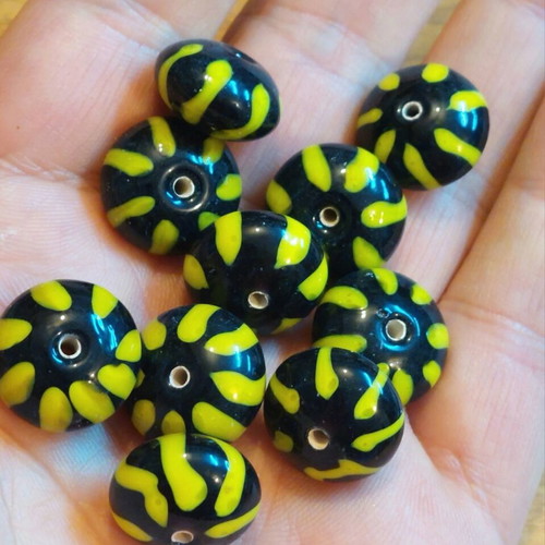Murano style glass beads new, lot of 50, 15x10 mm