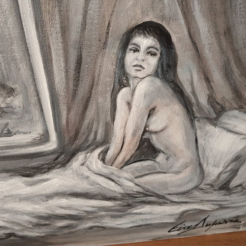 Oil painting nude on canvas 36x23cm