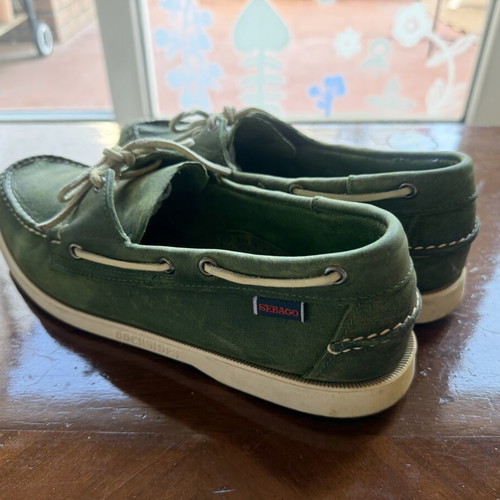 Sebago Dockside boat shoes used, green, size EU 44.5