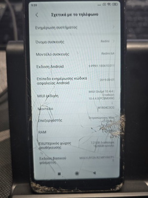 Xiaomi Redmi 6A used, functional with cracked screen