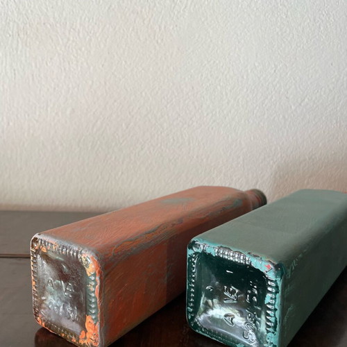 Decorative bottles handmade painted with chalk paint, set of 2