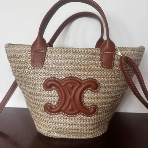 Beach basket bag, small, beige