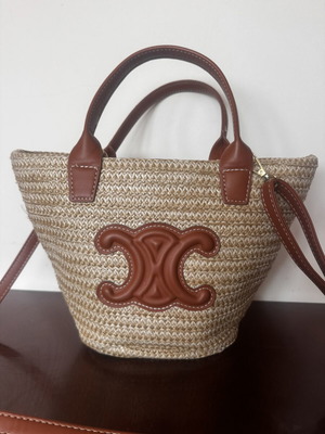 Beach basket bag, small, beige