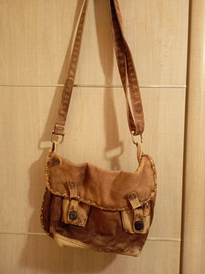 Reeplay women's crossbody bag like new, leather and thick fabric, brown