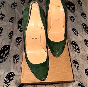 Christian Louboutin authentic green suede 5"heels
