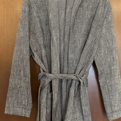 Dante hooded coat, grey herringbone, size M