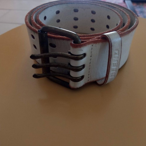 Blend white leather belt used, size 100
